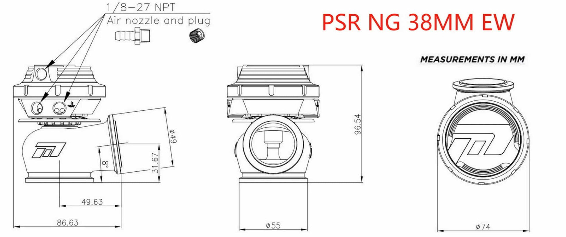 Pulsar PSR NEW GENERATION WASTEGATE 38mm V-Band External Wastegate