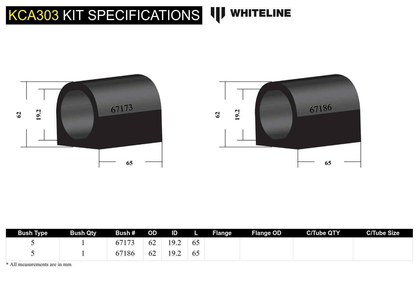 Whiteline Front Control Arm Lower - Inner Rear Bushing Doubl Offset Kit to Suit Nissan Bluebird, Max