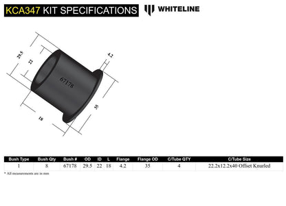 Whiteline Rear Control Arm - Bushing Kit Double Offset to Suit Nissan 180SX, 200SX. 300ZX and Skylin