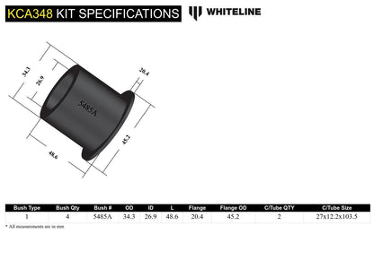 Whiteline Front Control Arm Upper - Outer Bushing Kit Double Offset to Suit Nissan Skyline R33, R34