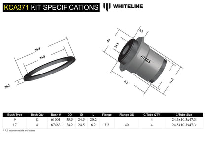 Whiteline Front Control Arm Upper - Bushing Kit Double Offset to Suit Honda Civic VI Gen and CR-V RD