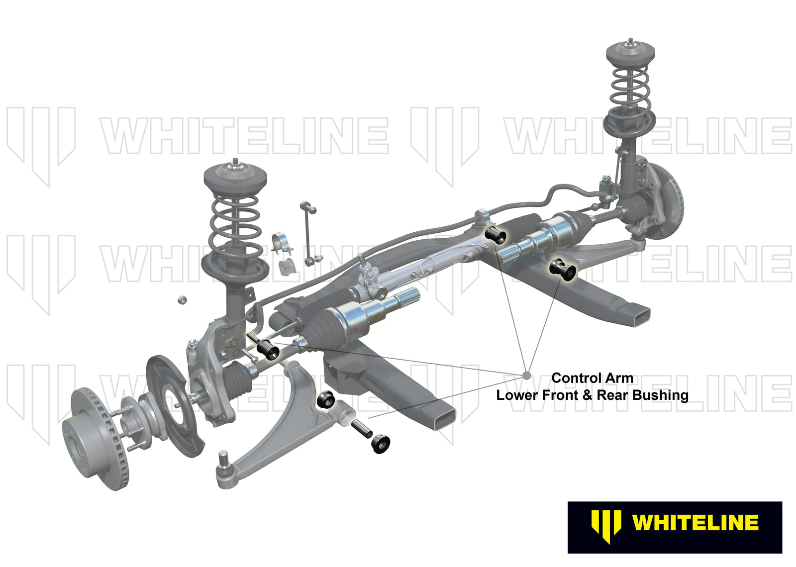 Whiteline Front Control Arm Lower - Bushing Kit Double Offset to Suit Ford Mustang S197 | KCA433