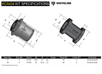Whiteline Front Control Am Lower - Inner Front Bushing Kit Double Offset to Suit Subaru BRZ and Toyo