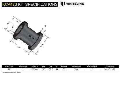 Whiteline Front Radius Arm Lower - Bushing Kit Double Offset to Suit BMW 1, 2, 3 and 4 Series | KCA4