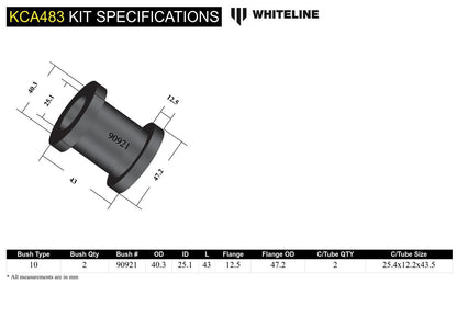 Whiteline Rear Control Arm Upper - Outer Bushing Kit Double Offset to Suit Mazda MX-5 KE, KF, Mazda6