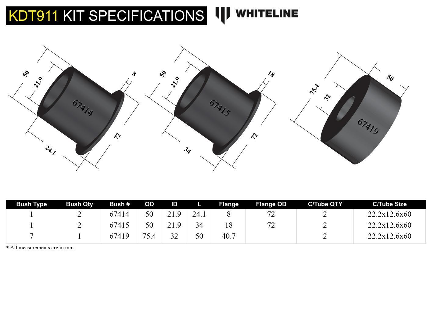 Whiteline Rear Differential Mount - Bushing Kit to Suit Nissan 350Z, 370Z and Skyline | KDT911