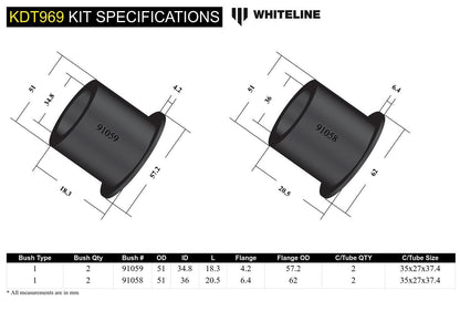 Whiteline Rear Differential Mount - Rear Bushing Kit to Suit BMW 3 Series and M3 E36 | KDT969