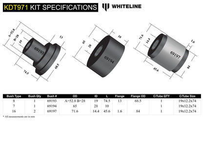 Whiteline Rear Differential Mount - Bushing Kit to Suit Ford Falcon/Fairlane AU | KDT971