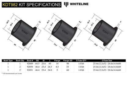 Whiteline Rear Differential Mount - Bushing Kit to Suit BMW 3 Series, X3 and Z4 | KDT982