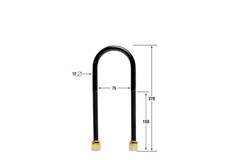 Whiteline Universal U Bolts - ID=75mm, L=270mm, Thread=M12 - round top | KUB104