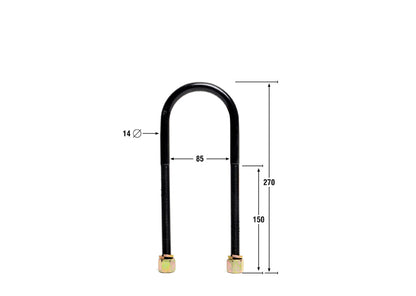 Whiteline Universal U Bolts - ID=85mm, L=270mm, Thread=M14 - round top | KUB107