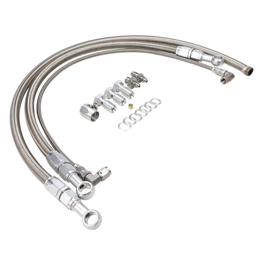 PROFLOW TURBO OIL & WATER LINE FEED KIT, STAINLESS BRAIDED HOSE, FOR NISSAN & HOLDEN RB20, RB25, RB30 - PFEOSNISRB