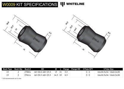 Whiteline Front Sway Bar Link - Bushing Service Kit to Suit Whiteline KLC30 and W23479 | W0009