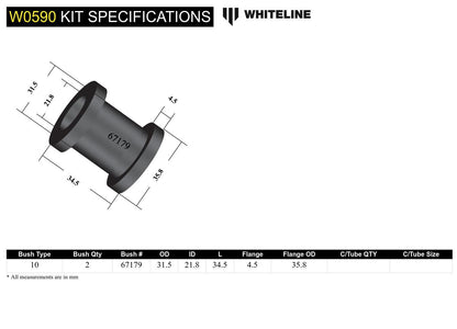 Whiteline Rear Control Arm Upper Front - Inner Bushing Kit to Suit Mitsubishi Lancer Evo IV-IX | W05
