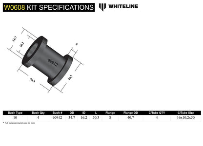 Whiteline Rear Trailing Arm Upper - Arm Bushing Service Kit for KTA103 Suits Holden Commodore VB-VS