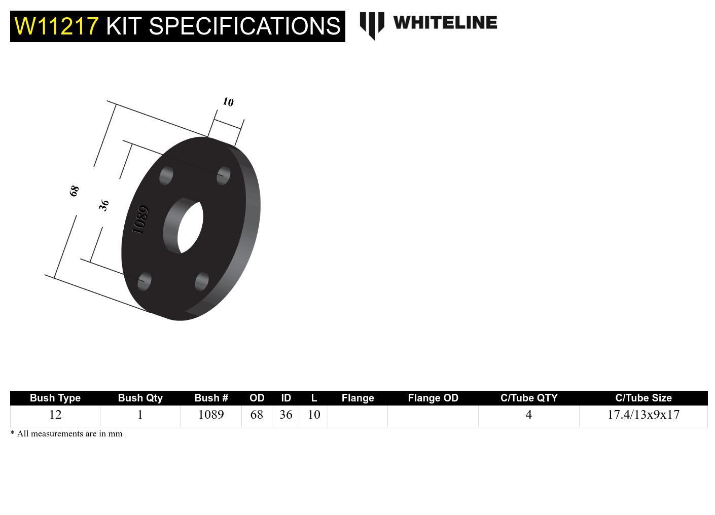 Whiteline Front Steering Coupling - Bushing Kit to Suit Nissan Skyline and Pintara R31 | W11217