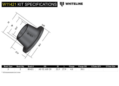Whiteline Front Steering Idler Arm - Bushing Kit to Suit Ford Courier, Ranger and Mazda B Series, BT