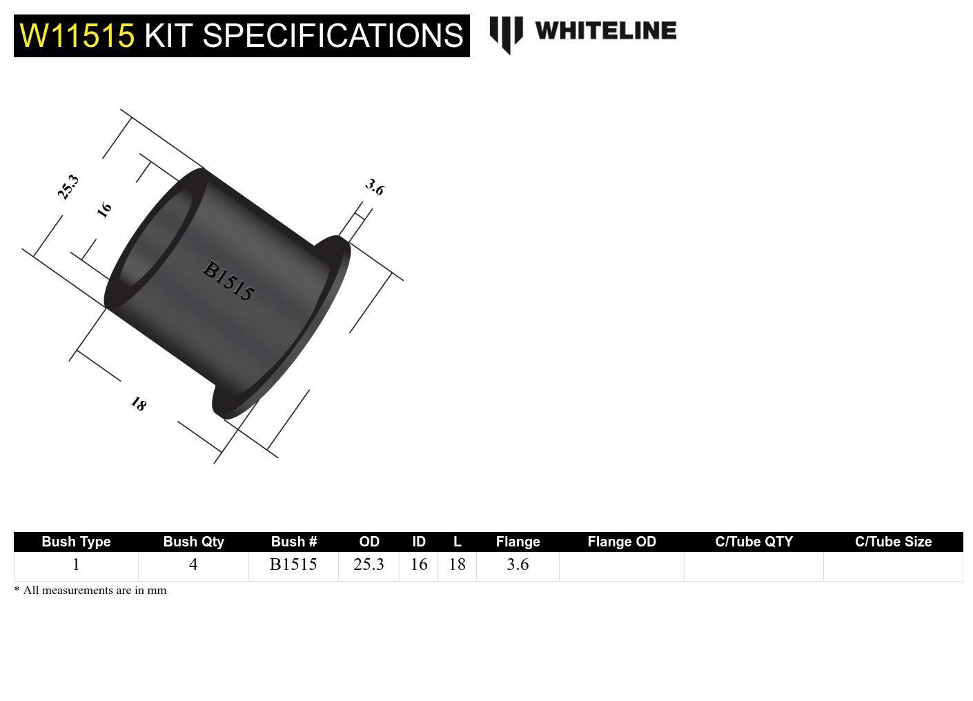 Whiteline Front Steering Draglink - Bushing Kit to Suit Jaguar Mk1, Mk2 | W11515
