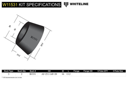 Whiteline Front Steering Idler Arm - Bushing Kit to Suit Mazda 808, 929, RX2-RX5 | W11531