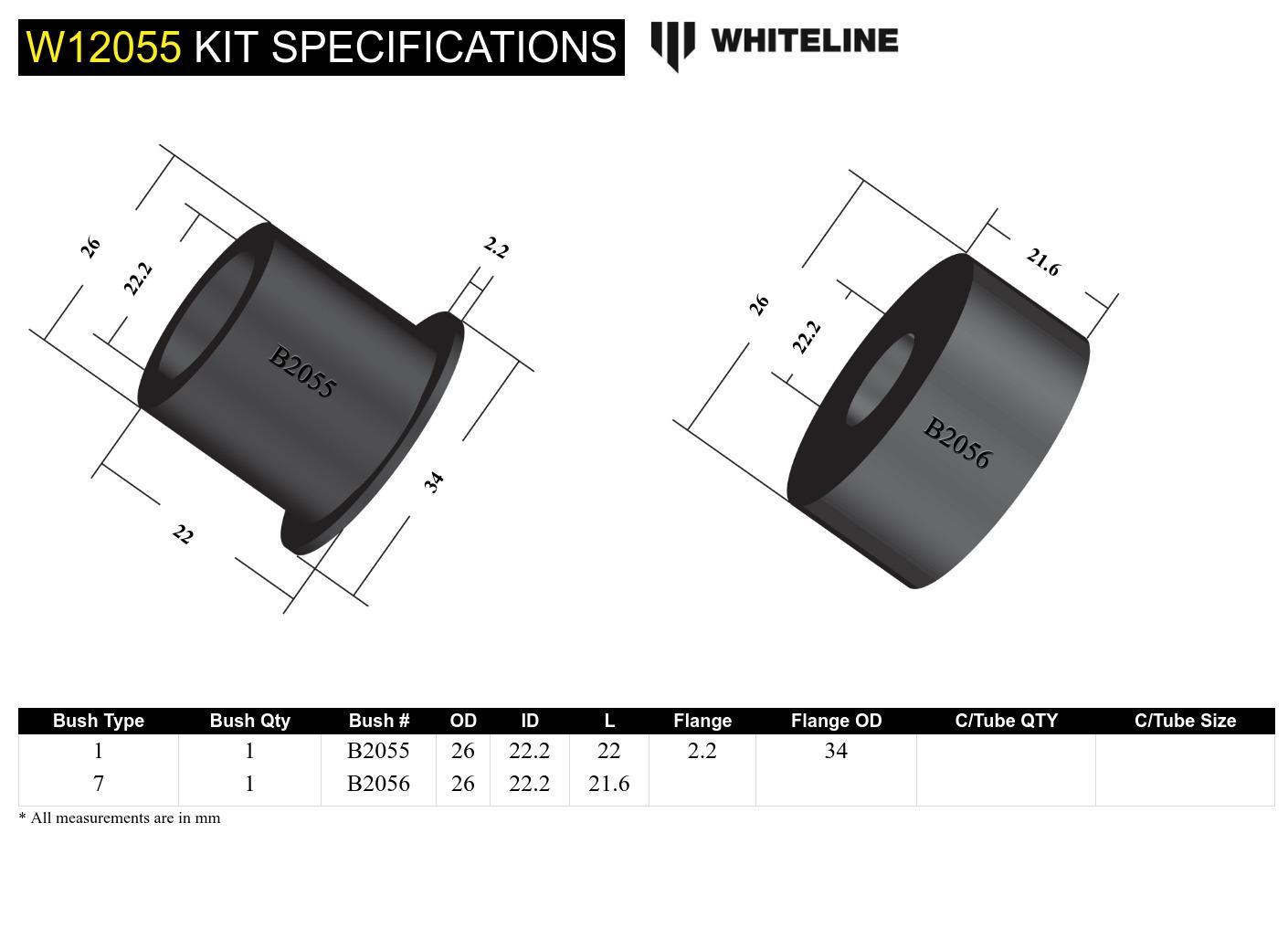 Whiteline Front Steering Idler Arm - Bushing Kit to Suit Mitsubishi Pajero and Triton | W12055
