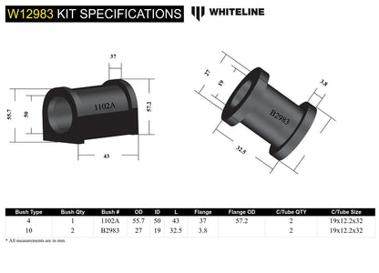 Whiteline Front Steering ack and Pinion - Mount Bushing Kit to Suit Mitsubishi Magna TE-TW Fwd/Awd |