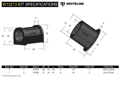 Whiteline Front Steering Rack and Pinion - Mount Bushing Kit to Suit Hyundai iLoad, iMax and Mitsubi
