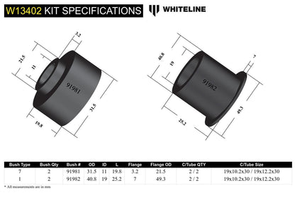 Whiteline Front Steering Rack and Pinion - Mount Bshing Kit to Suit Toyota Avensis T27 | W13402