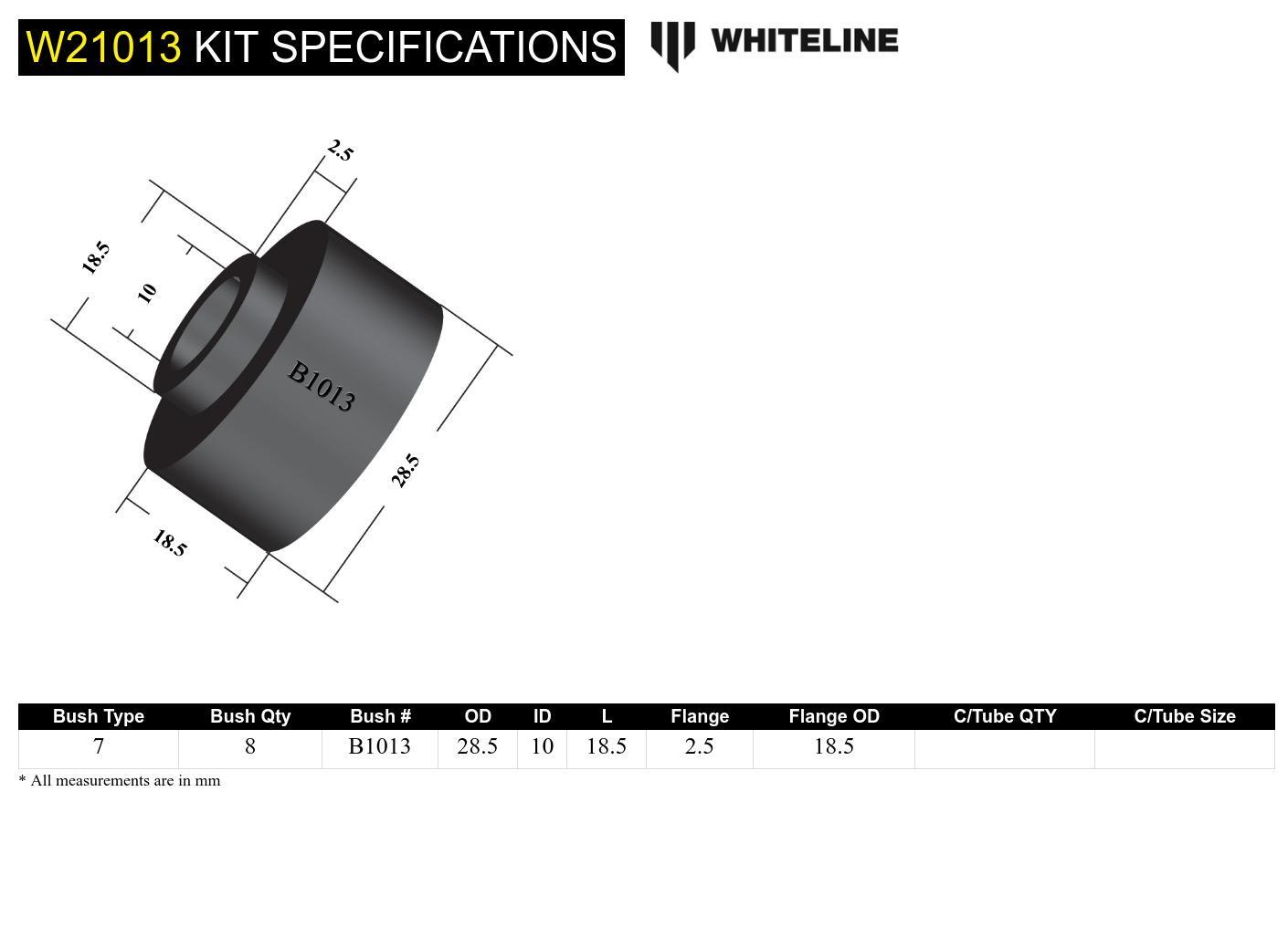 Whiteline Sway Bar Link - Bushing Kit to Suit Ford Falcon/Fairlane XK-AU and Mustang Classic | W2101