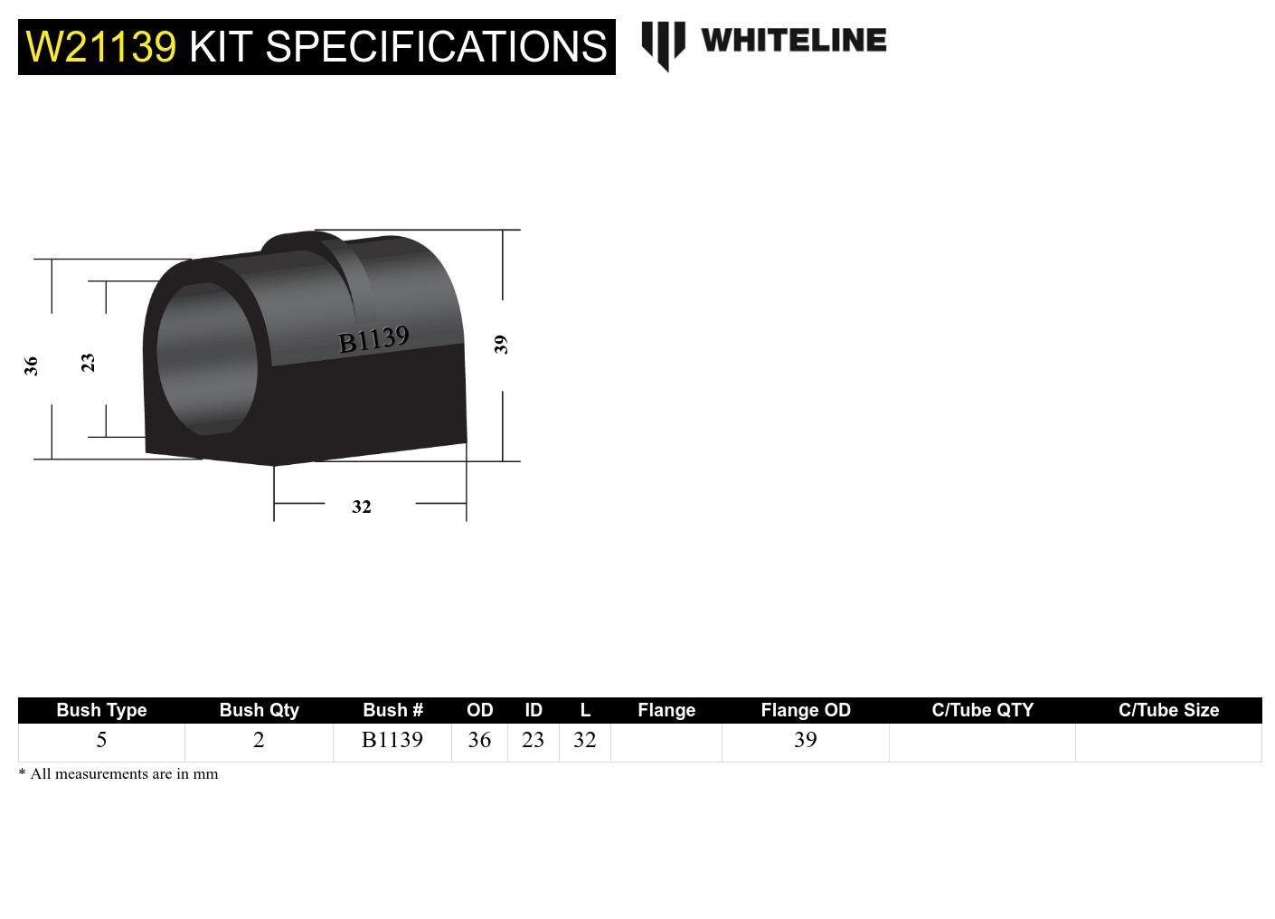 Whiteline Front Sway Bar Mount - Bushing Kit 23mm to Suit Nissan 720 and Patrol | W21139