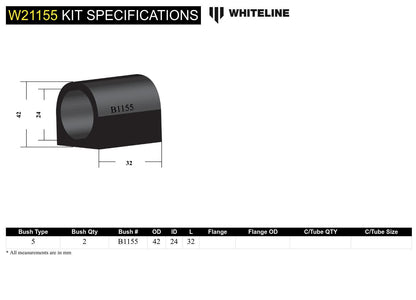Whiteline Front Sway Bar Mount - Bushing Kit 24mm to Suit Holden HX-WB | W21155