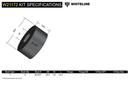 Whiteline Shock Absorber - Bushing Kit to Suit Various Applications | W21172