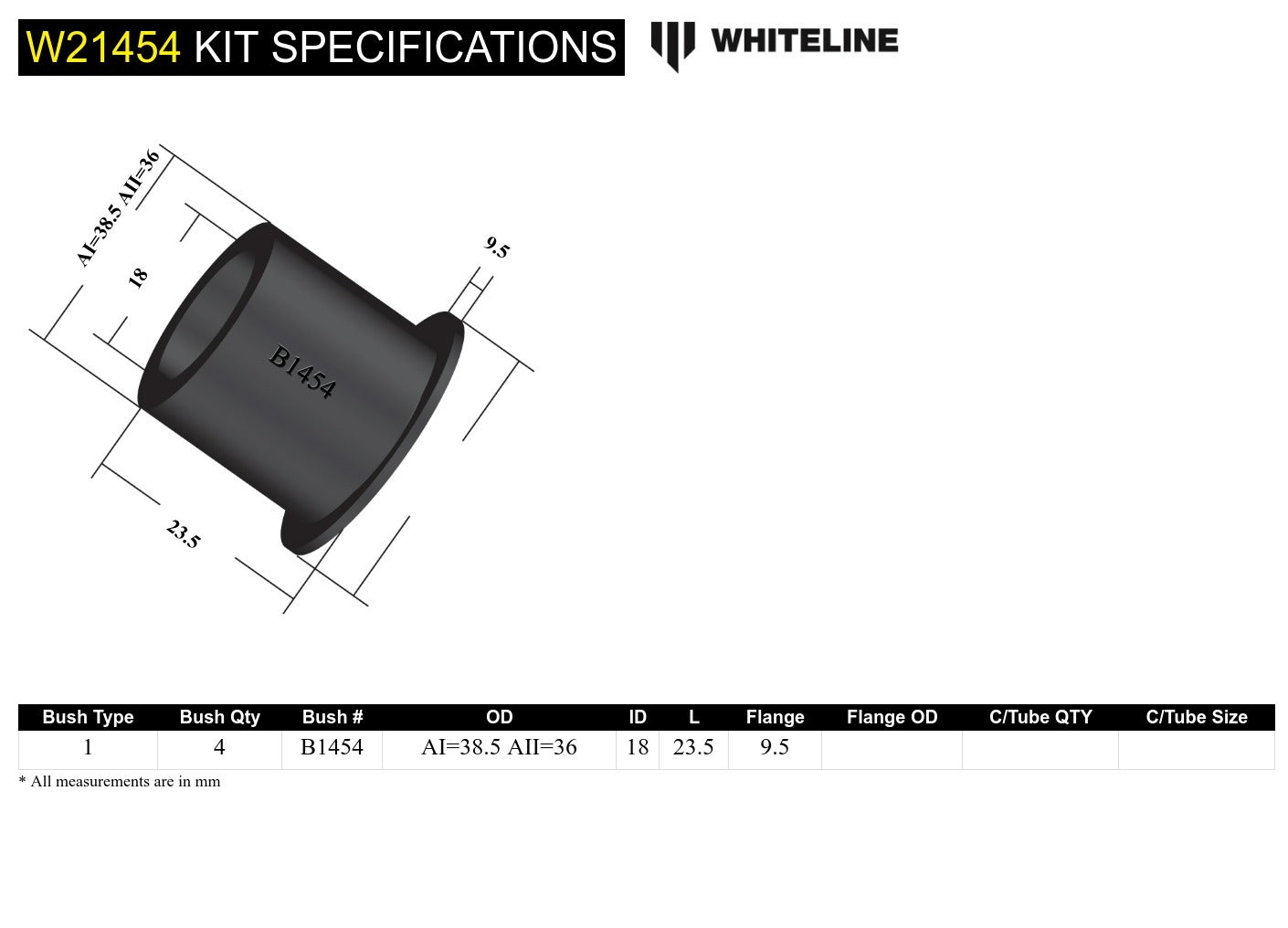 Whiteline Front Control Arm Lower - Outer Bushing Kit to Suit Holden Barina and Suzuki Swift | W2145