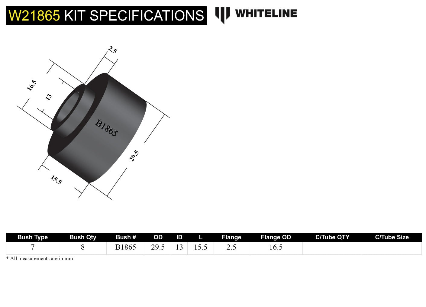 Whiteline Front Sway Bar Link - Bushing Kit to Suit4,9992,"KTFL-10 | W21865