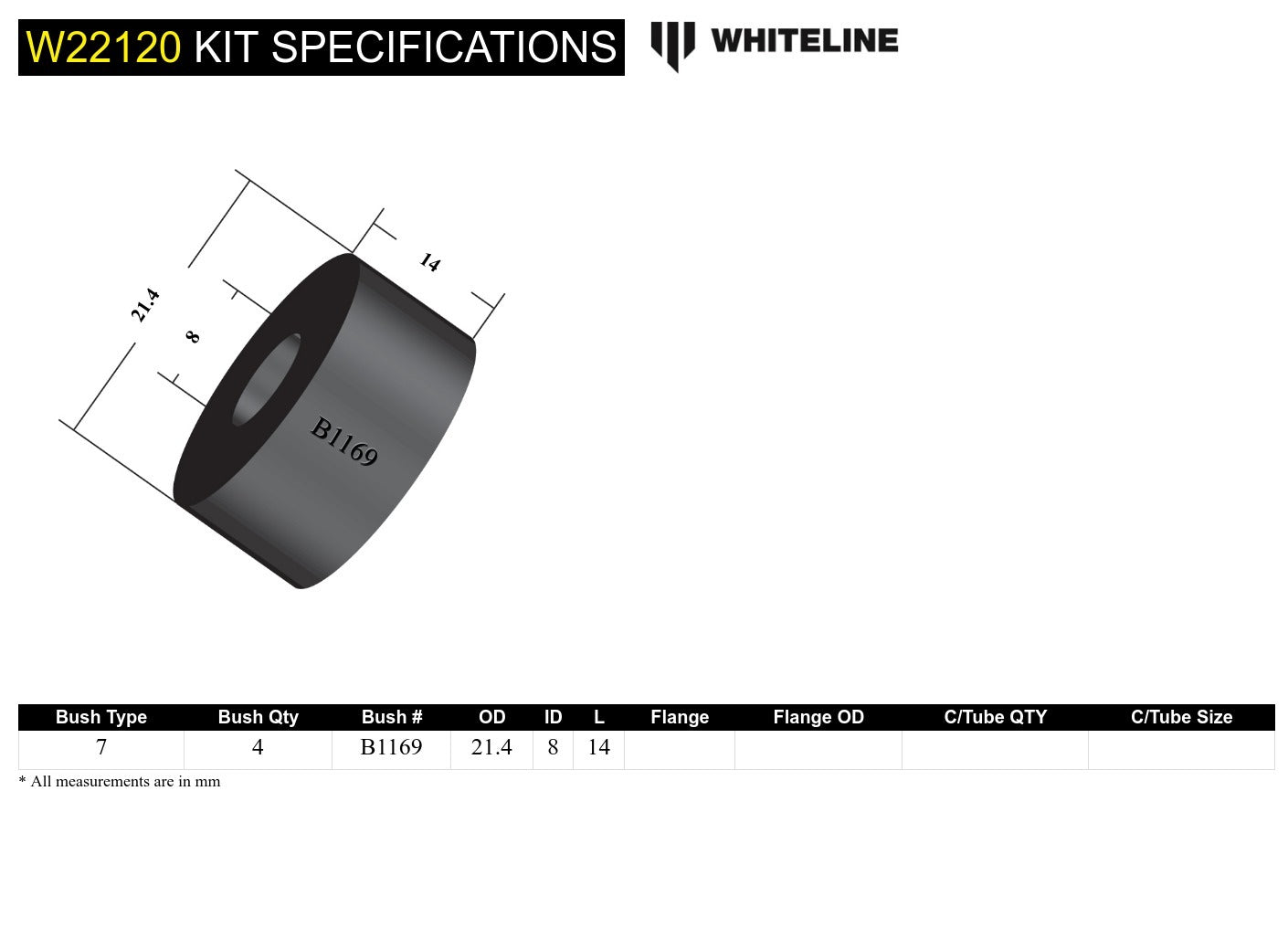 Whiteline Sway Bar Link - Bushing Kit to Suit Ford, Holden, Mazda, Suzuki and Toyota | W22120