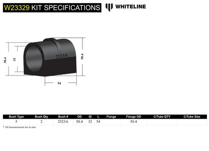 Whiteline Front Sway Bar Mount - Bushing Kit 32mm to Suit Chrysler 300C and Dodge Challenger, Charge