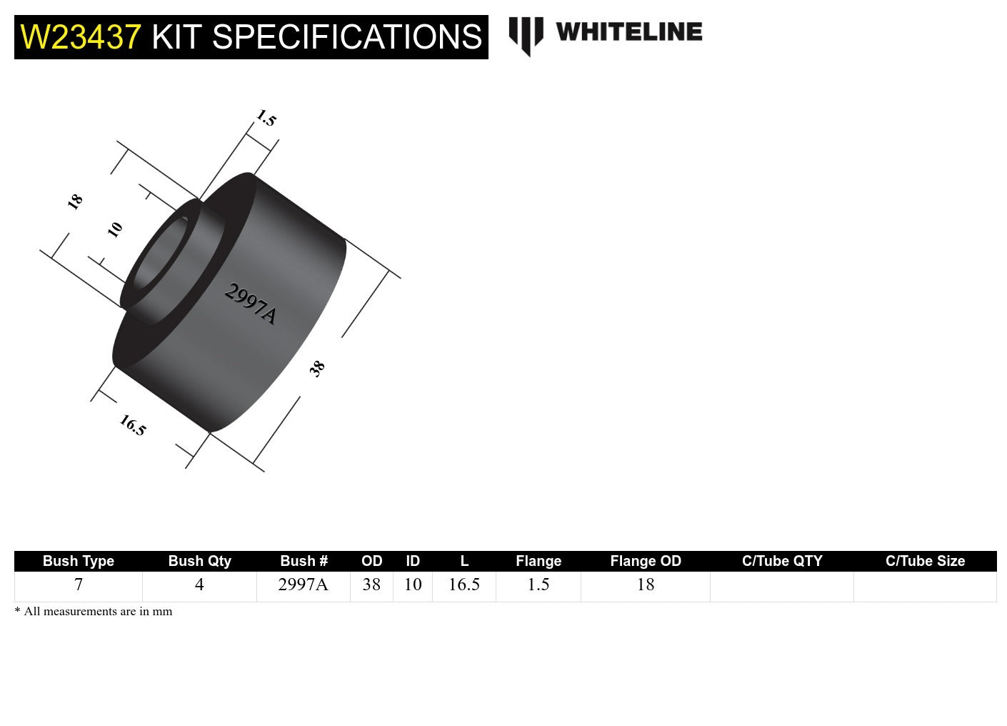 Whiteline Sway Bar Link - Upper Bushing Kit to Suit Holden Commodore VX-VZ and HSV and Toyota 4Runne