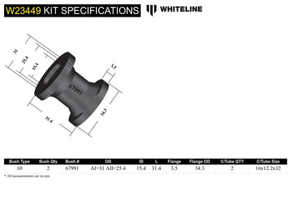 Whiteline Front Sway Bar Link - Bushing Kit to Suit Jeep Wrangler TJ | W23449