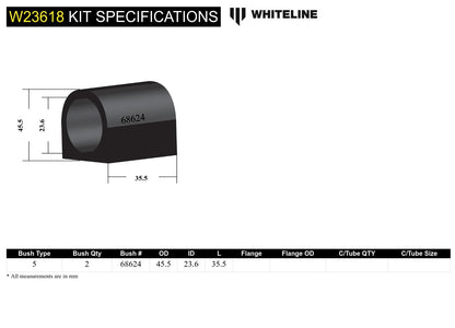 Whiteline Front Sway Bar Mount - Bushing Kit 23.6mm to Suit Volkswagen Golf Mk5, Mk6 Fwd/4Motion | W