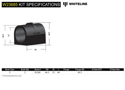 Whiteline Front Sway Bar Mount - Bushing Kit 23mm to Suit Mazda CX-5, Mazda3 and Mazda6 | W23685