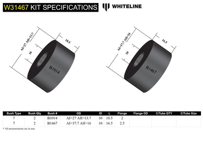 Whiteline Shock Absorber - Upper Bushing Kit to Suit Holden Commodore VB-VZ and HSV, Jaguar XJS | W3