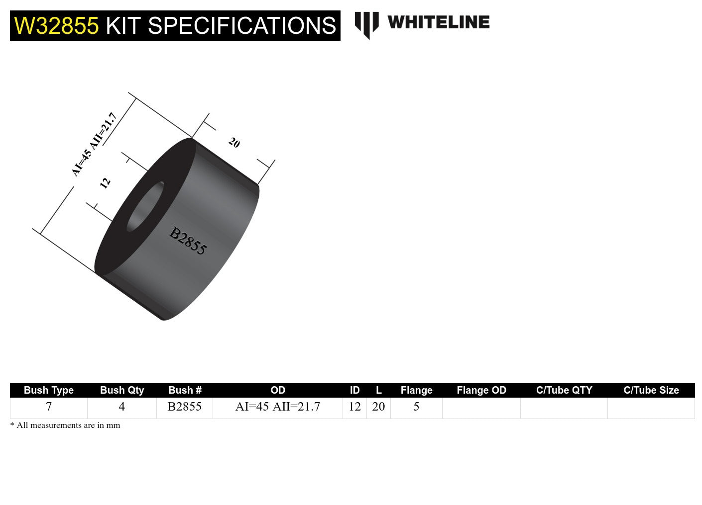 Whiteline Rear Shock Absorber - Upper Bushing Kit to Suit Mitsubishi Magna TH-TW Wagon | W32855