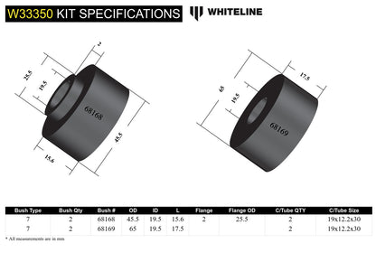 Whiteline Front Shock Absorber - Upper Bushing Kit to Suit Ford Everest, Ranger and Mazda BT-50 | W3