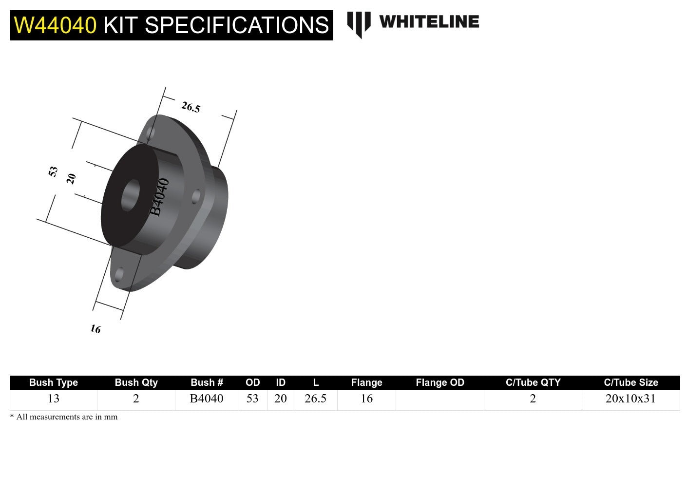 Whiteline Rear Stru Mount - Kit to Suit BMW 3 Series, M3 and Z3 | W44040