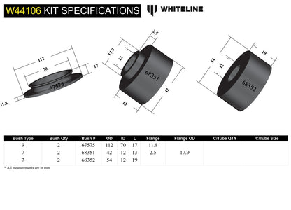 Whiteline Front Strut Mount - Bushing Kit to Suit Toyota FJ Cruiser, HiLux, Prado and Foton Tunland