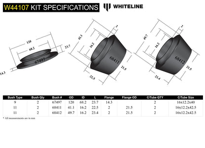 Whiteline Front Strut Mount - Bushing Kit to Suit Nissan Navara D40, D23 and Pathfinder R51 | W44107