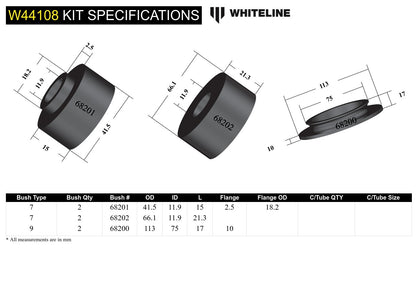 Whiteline Front Strut Mount - Bushing Kit to Suit Holden Colorado, Isuzu D-Max and LDV T60 | W44108