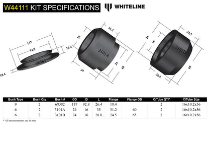 Whiteline Front Strut Mount - Bushing Kit to Suit Mitsubishi Pajero NM-NX | W44111