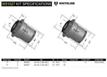 Whiteline Front Control Arm Lower - Bushing Kit to Suit Holden Gemini TX, TC, D, TE, TF, TG | W51027