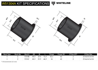 Whiteline Front Control Arm Lower - Inner Bushing Kit to Suit Ford Falcon/Fairlane EF-EL | W51304A