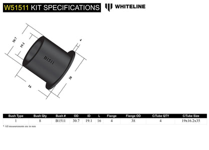 Whiteline Front Control Arm Upper - Bushing Kit to Suit Jaguar E Type, Mk1, Mk2 and MkX | W51511